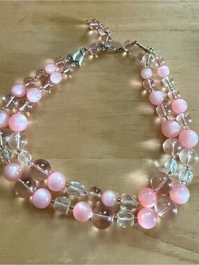 Pink Vintage Layered Beaded Necklace
